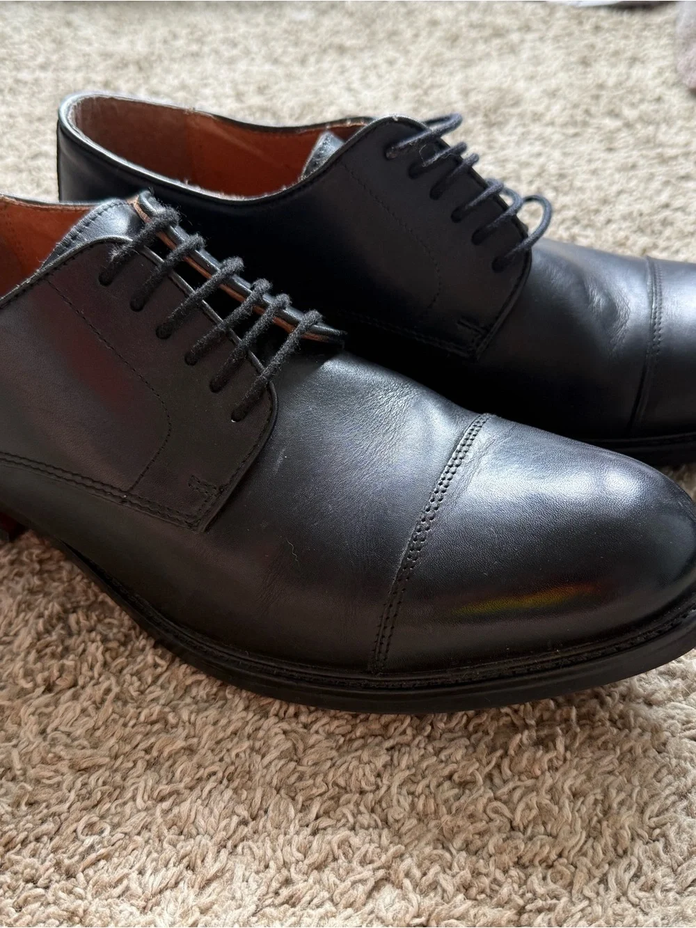 Alfani Black Leather Cap-Toe Derby Shoes